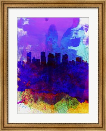 Framed Phoenix Watercolor Skyline 1 Print