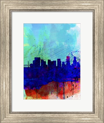 Framed Portland Watercolor Skyline Print