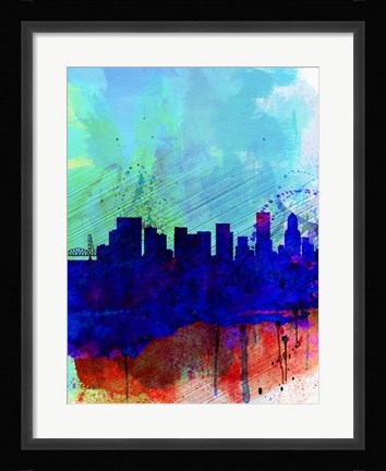 Framed Portland Watercolor Skyline Print