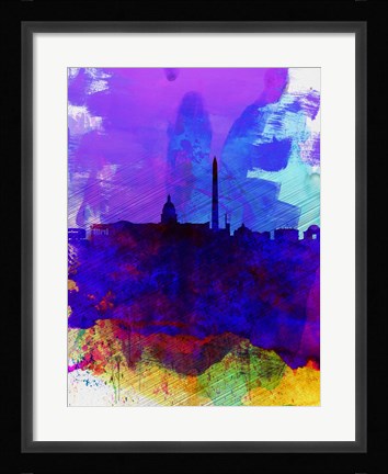 Framed Washington DC Watercolor Skyline 2 Print
