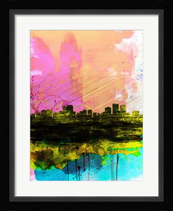 Framed Anchorage Watercolor Skyline Print