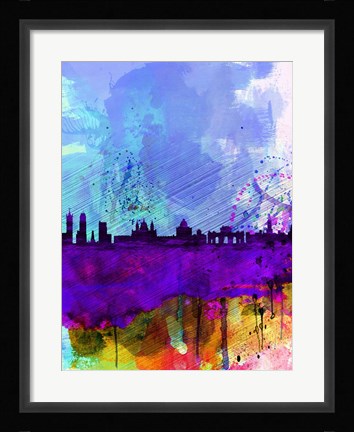 Framed Madrid Watercolor Skyline Print
