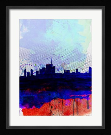 Framed Milan Watercolor Skyline Print