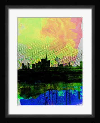 Framed Milan Watercolor Skyline 2 Print