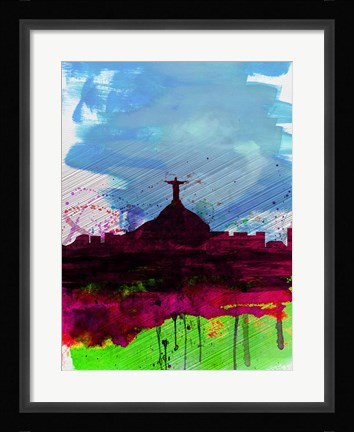 Framed Rio Watercolor Skyline Print