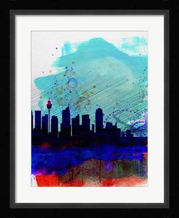 Framed Sydney Watercolor Skyline Print