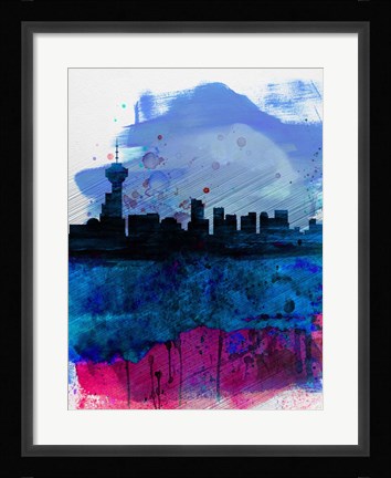 Framed Vancouver Watercolor Skyline Print