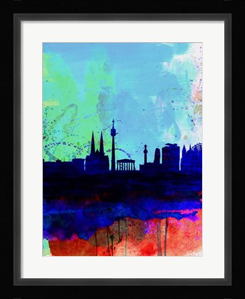 Framed Vienna Watercolor Skyline Print