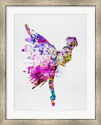 Framed Ballerina on Stage Watercolor 3 Print