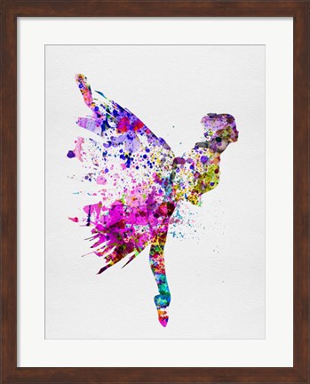 Framed Ballerina on Stage Watercolor 3 Print
