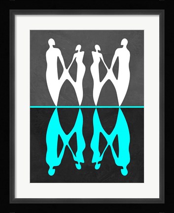 Framed Green and White People Print