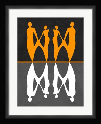 Framed Yellow and White People Print