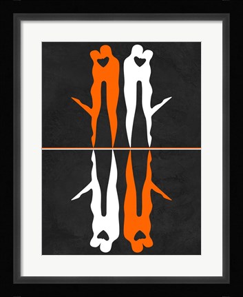 Framed Orange and White Kiss Print