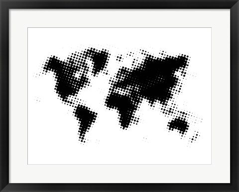 Framed Black Dotted World Map Print
