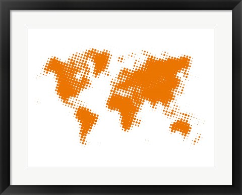 Framed Yellow Dotted World Map Print