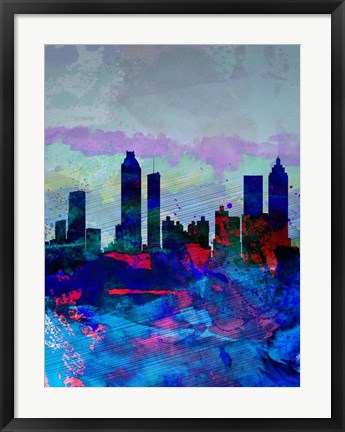 Framed Atlanta Watercolor Skyline Print