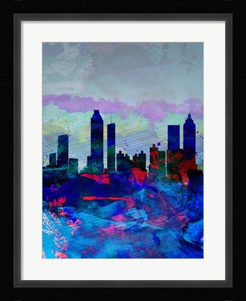 Framed Atlanta Watercolor Skyline Print