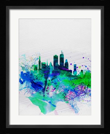 Framed Boston Watercolor Skyline Print