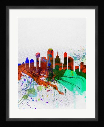 Framed Dallas Watercolor Skyline Print