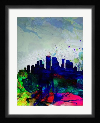 Framed New Orleans Watercolor Skyline Print