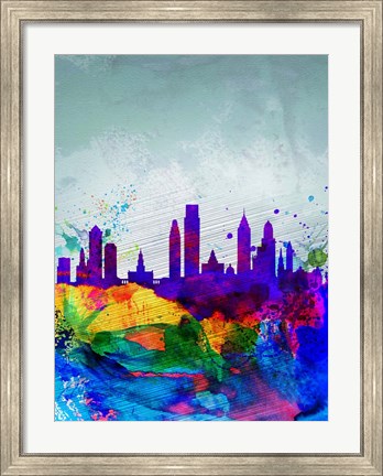 Framed Philadelphia Watercolor Skyline Print