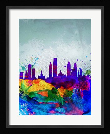 Framed Philadelphia Watercolor Skyline Print