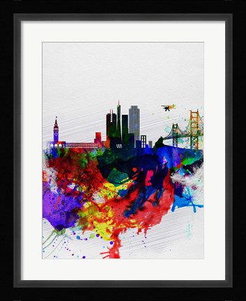 Framed San Francisco Watercolor Skyline 1 Print
