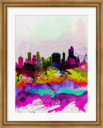 Framed Tulsa Watercolor Skyline Print