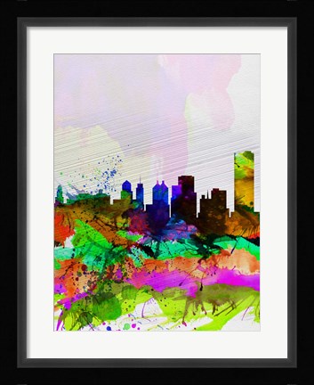 Framed Buffalo Watercolor Skyline Print