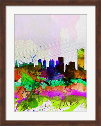 Framed Buffalo Watercolor Skyline Print