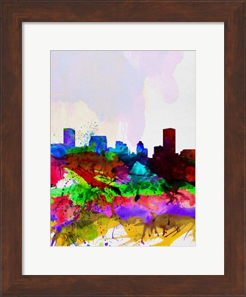 Framed Baltimore Watercolor Skyline Print