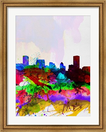 Framed Baltimore Watercolor Skyline Print