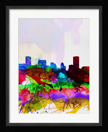 Framed Baltimore Watercolor Skyline Print