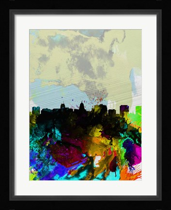Framed Madison Watercolor Skyline Print
