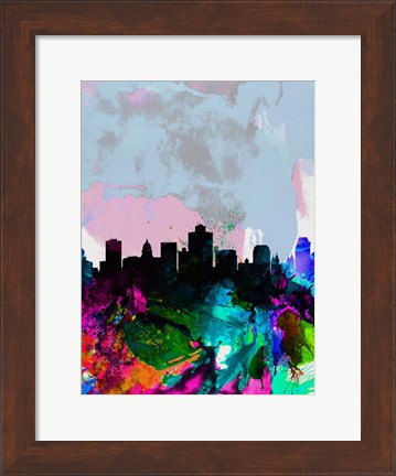 Framed Salt Lake City Watercolor Skyline Print