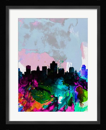 Framed Salt Lake City Watercolor Skyline Print
