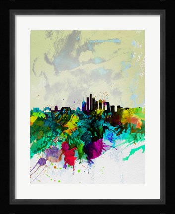 Framed Beijing Watercolor Skyline Print