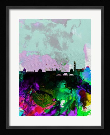 Framed Florence Watercolor Skyline Print