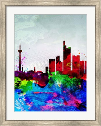 Framed Frankfurt Watercolor Skyline Print