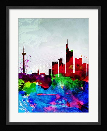 Framed Frankfurt Watercolor Skyline Print