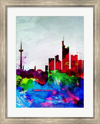 Framed Frankfurt Watercolor Skyline Print