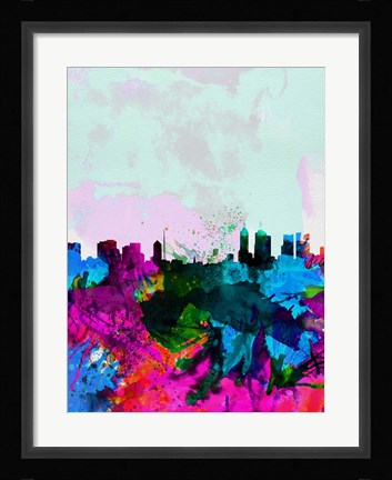 Framed Melbourne Watercolor Skyline Print