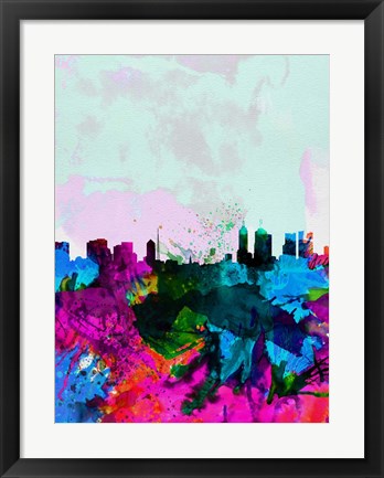 Framed Melbourne Watercolor Skyline Print