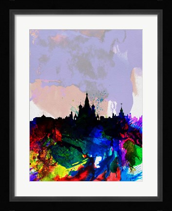 Framed Moscow Watercolor Skyline Print