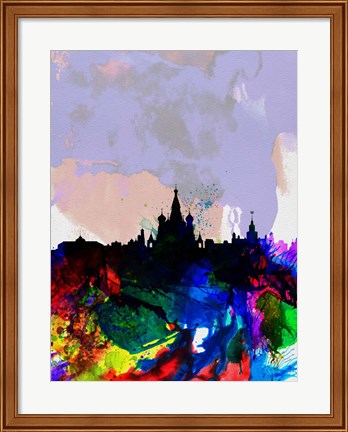 Framed Moscow Watercolor Skyline Print