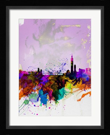 Framed Taipei Watercolor Skyline Print