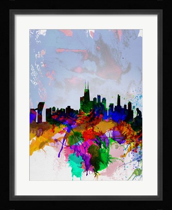 Framed Copenhagen Watercolor Skyline Print
