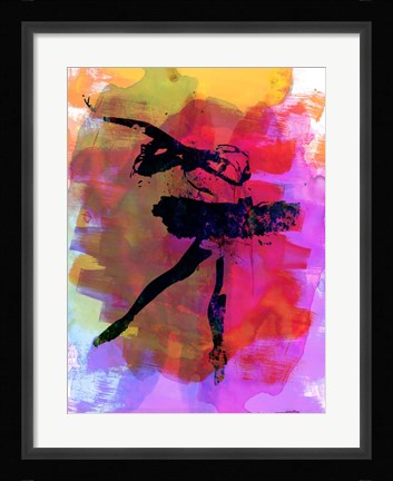 Framed Black Ballerina Watercolor Print