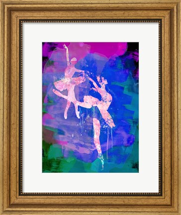 Framed Two white Ballerinas Watercolor Print
