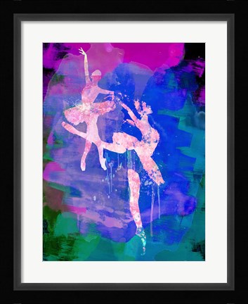 Framed Two white Ballerinas Watercolor Print